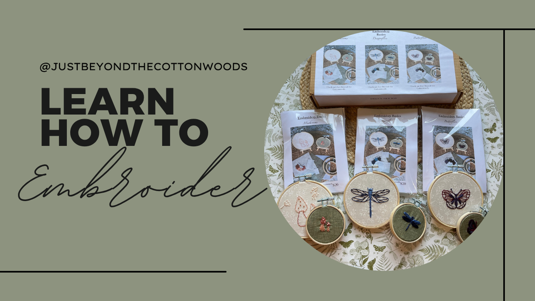Butterfly + Dragonfly + Mushroom Hand Embroidery