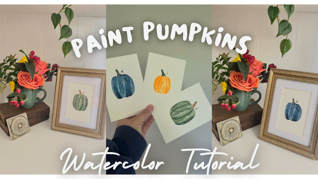 Easy Framed Autumn Watercolor Pumpkins Tutorial