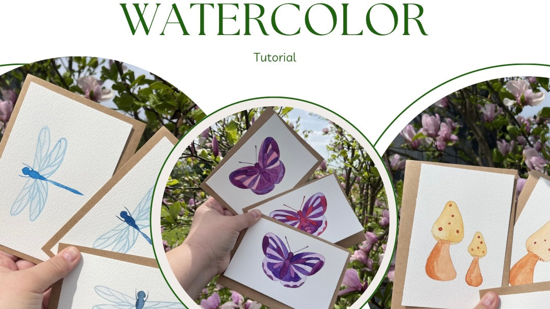 Butterfly + Dragonfly + Mushroom Watercolor Kit