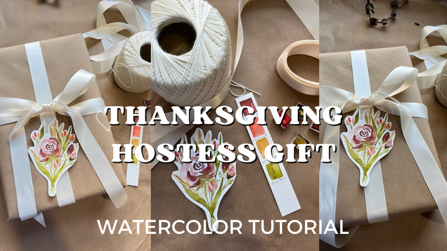 Thanksgiving Hostess Gift Hand Painted Watercolor Gift Tag