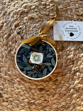 Tiny Watercolor Painting Hand Embroidered Ornament