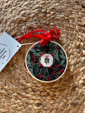 Tiny Watercolor Painting Hand Embroidered Ornament