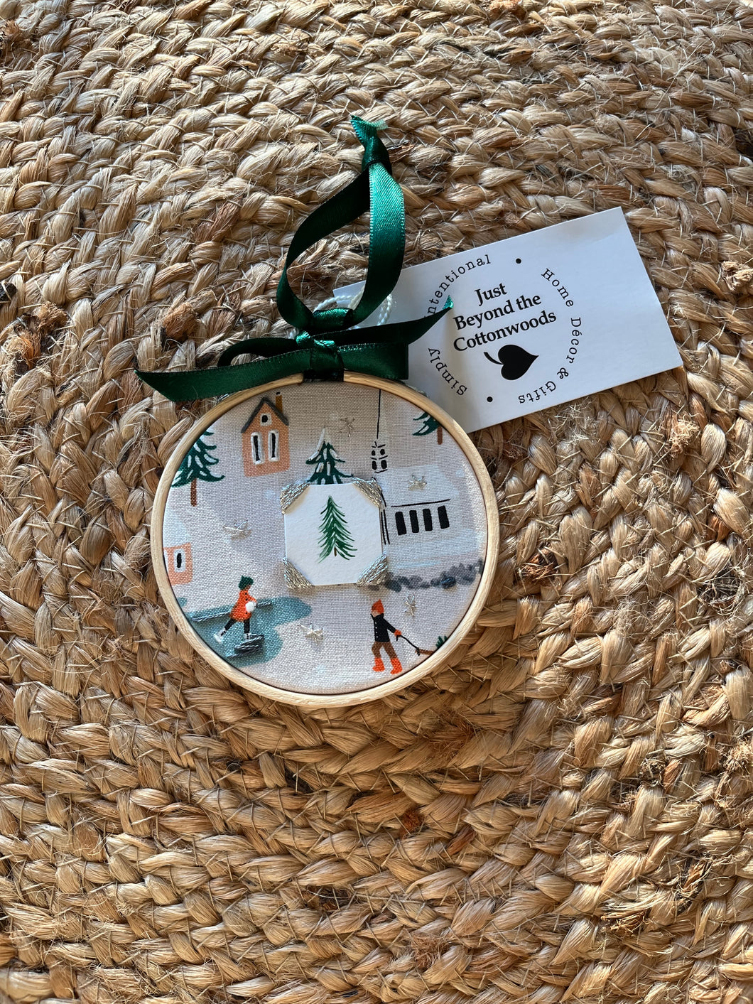 Tiny Watercolor Painting Hand Embroidered Ornament