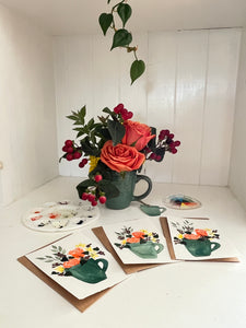 Autumn Watercolor Workshop {Floral Arrangements in Coffee Mugs}